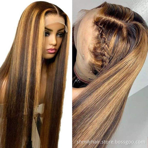 Wholesale Wigs 100% Human Hair Vendor Brazilian Highlight Lace Front Wigs Cuticle Aligned Virgin Human Hair Wigs For Black Women